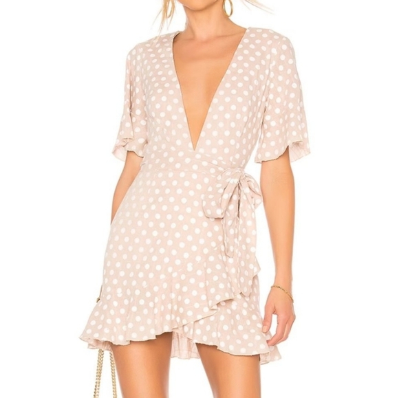 MAJORELLE Dresses & Skirts - Majorelle (Revolve) Portia Short Sleeve Polka Dot Wrap Mini Dress Small